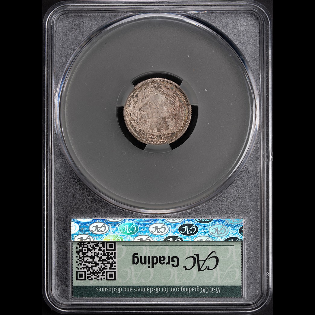 1881 10C Liberty Seated Dime CAC MS64+ Witterbrick (JD) in holder, view 2