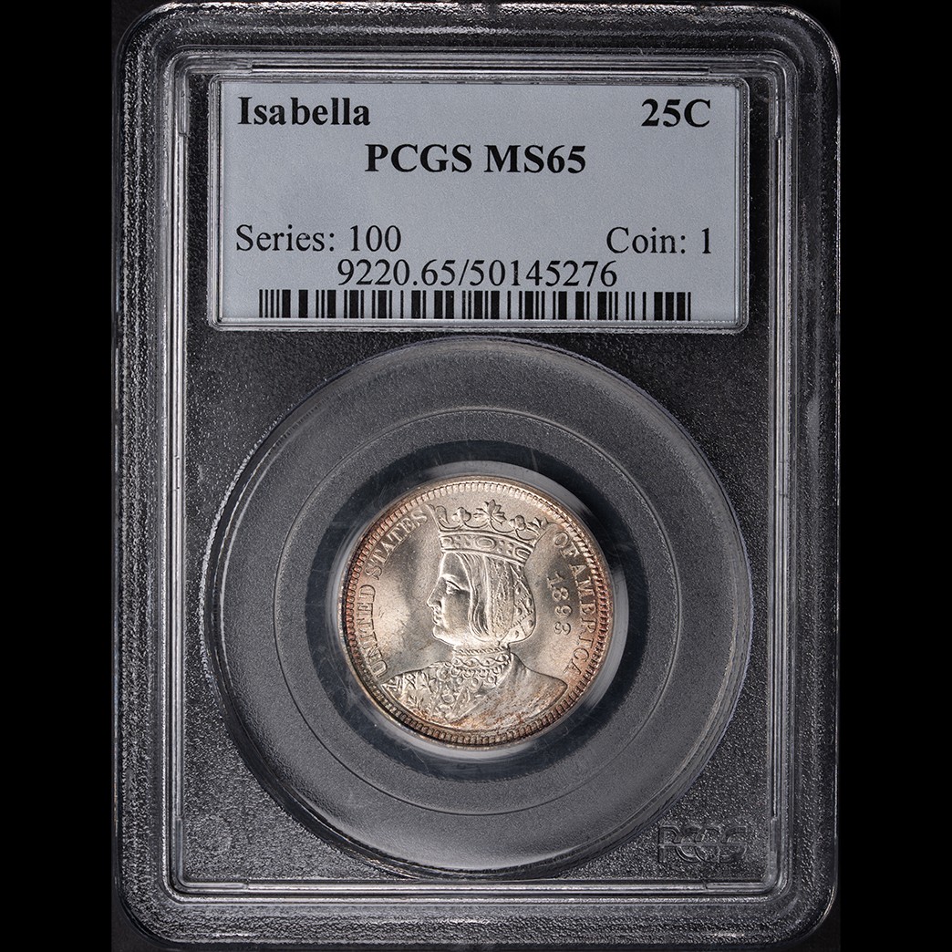 1893 25C Isabella Commemorative Quarter PCGS MS65 in holder, view 1