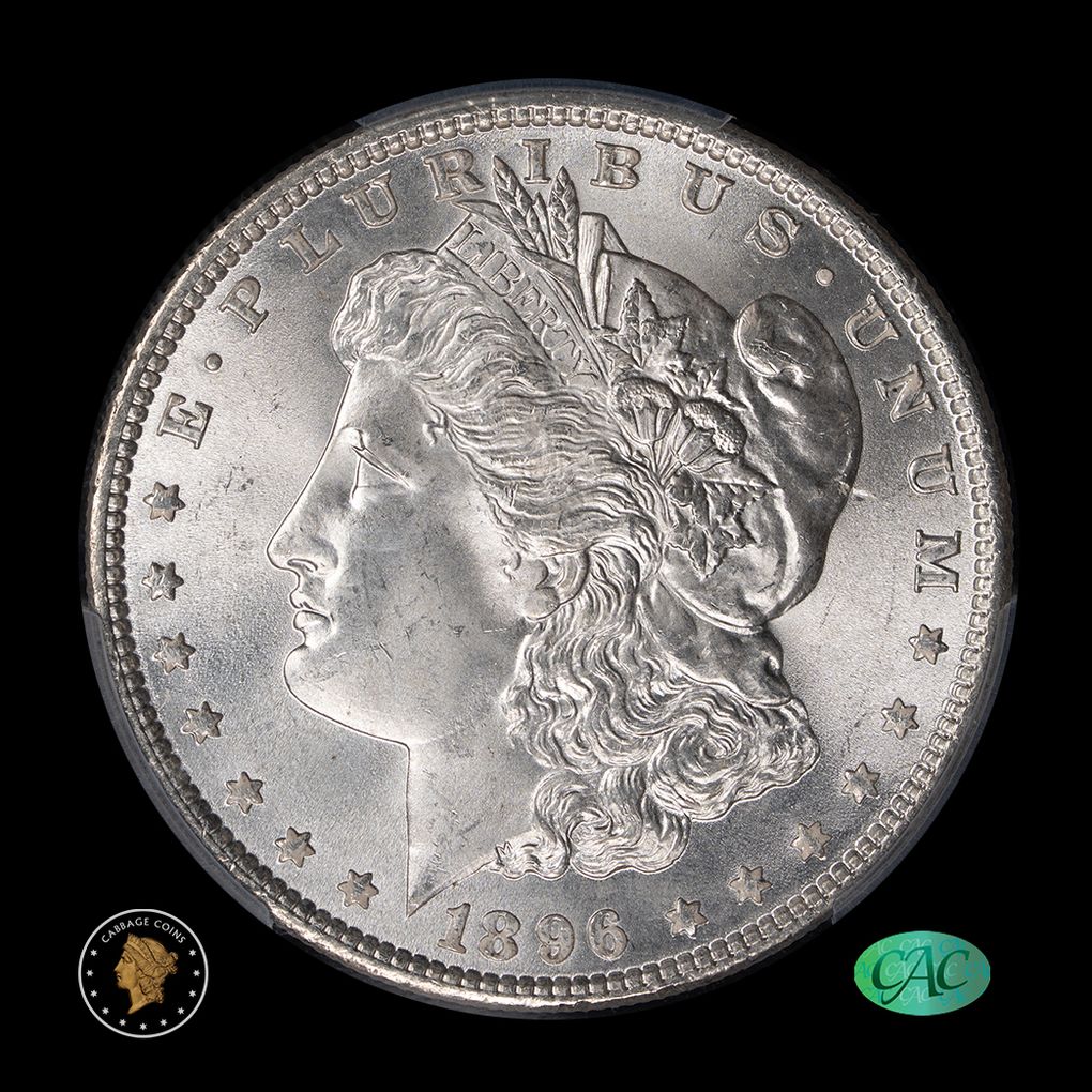 1896 $1 Morgan Silver Dollar PCGS MS66 CAC obverse