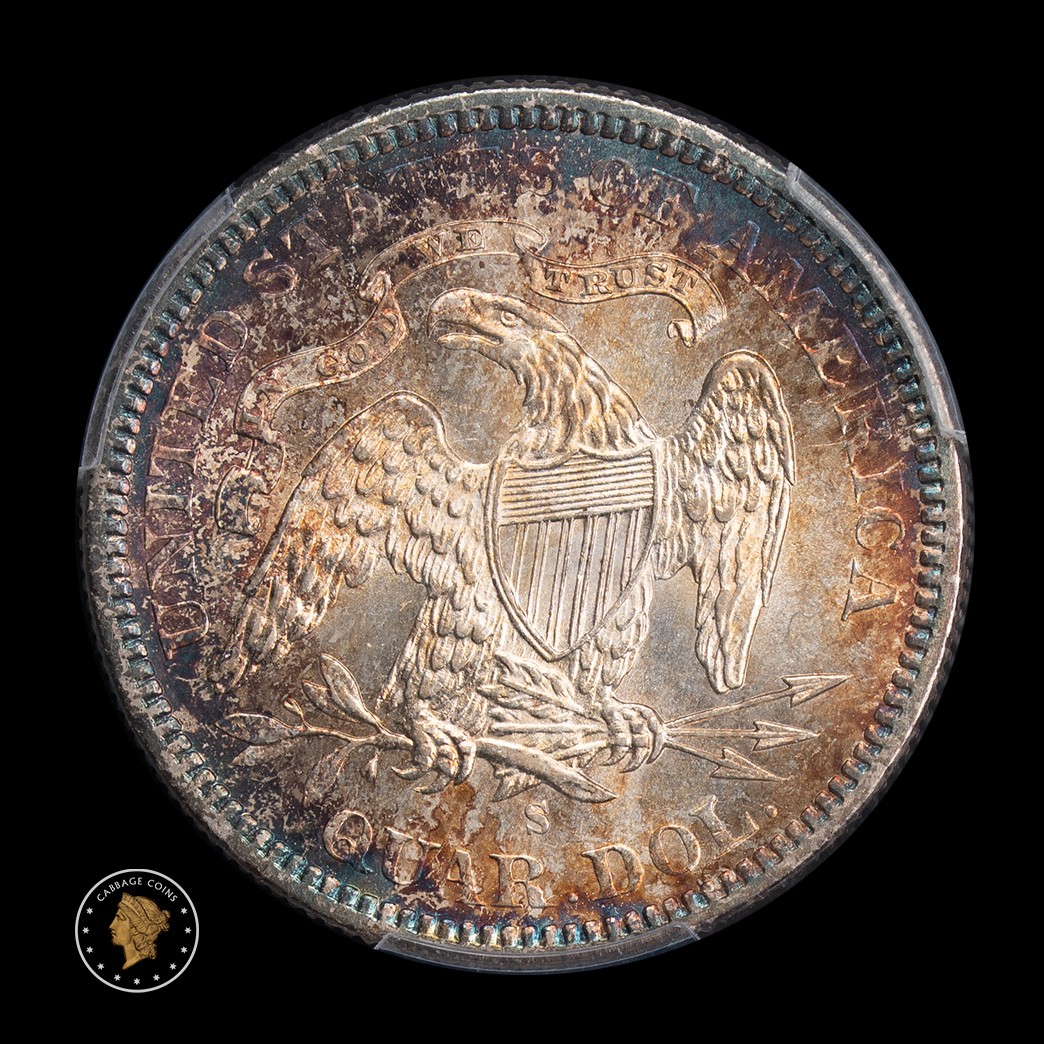 1877-S 25C Liberty Seated Quarter PCGS MS65 (toned) reverse