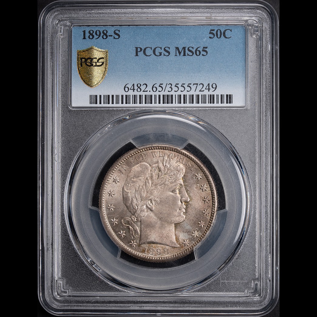 1898-S 50C Barber Half Dollar PCGS MS65 in holder, view 1