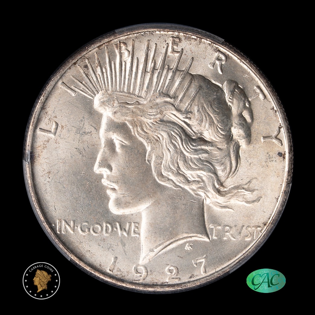 1927-D $1 Peace Silver Dollar PCGS MS64 CAC obverse