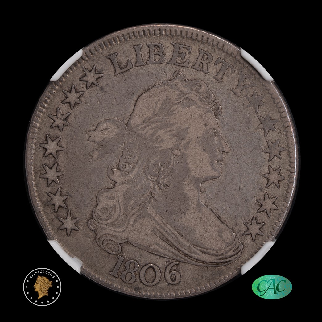 1806 50C Draped Bust Half Dollar Pointed 6, Stem NGC VF25 CAC obverse