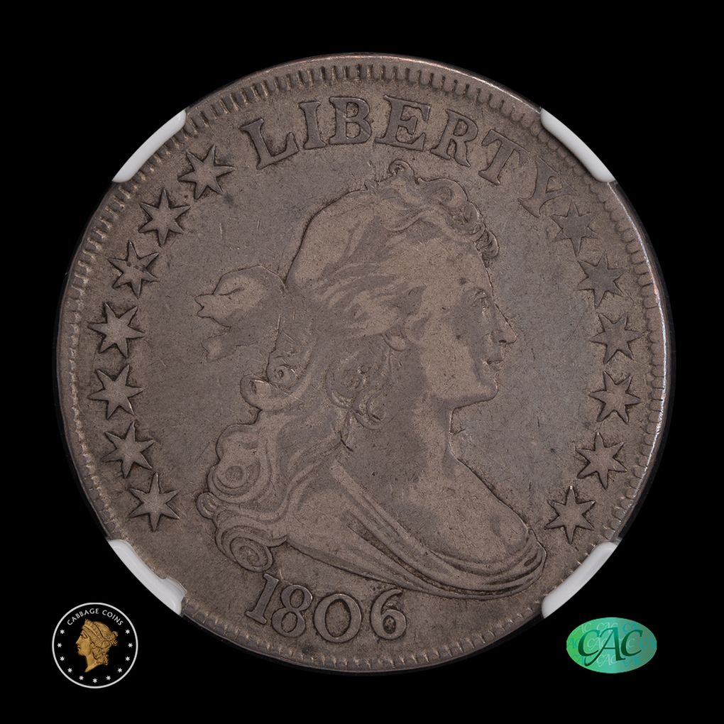 1806 50C Draped Bust Half Dollar Pointed 6, Stem NGC VF25 CAC obverse