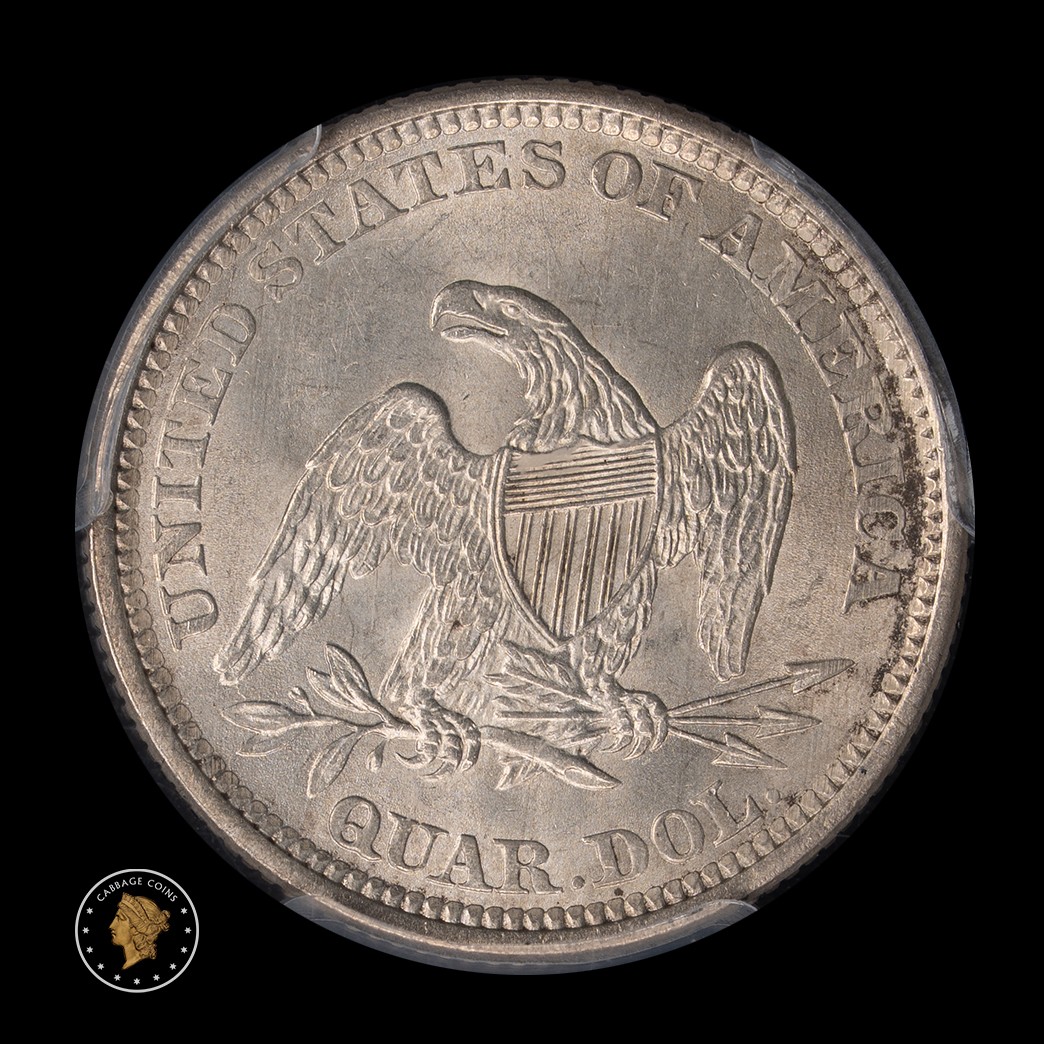 1861 25C Liberty Seated Quarter PCGS MS63 reverse