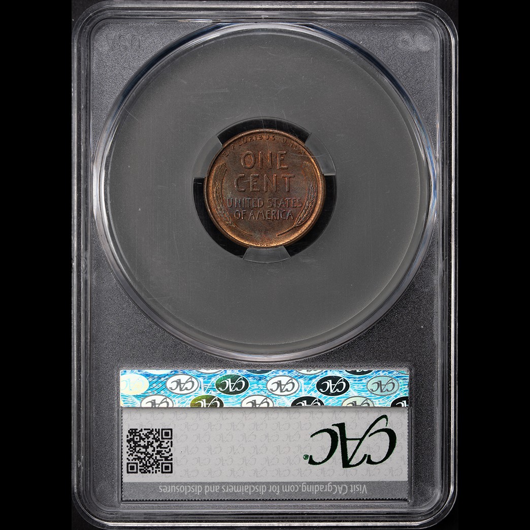 1909-S VDB 1C Lincoln Cent CAC MS64BN in holder, view 2