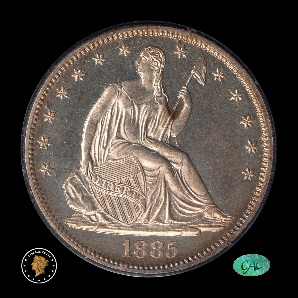 1885 50C Liberty Seated Proof Half Dollar PCGS PR63 CAC in holder, view 1