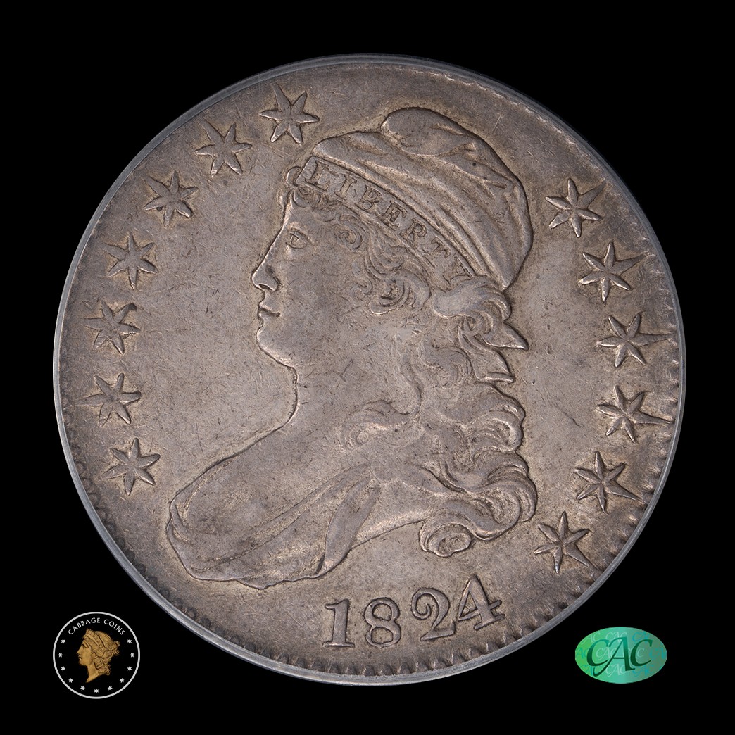 1824/1 50C Capped Bust Half Dollar PCGS XF45 CAC obverse