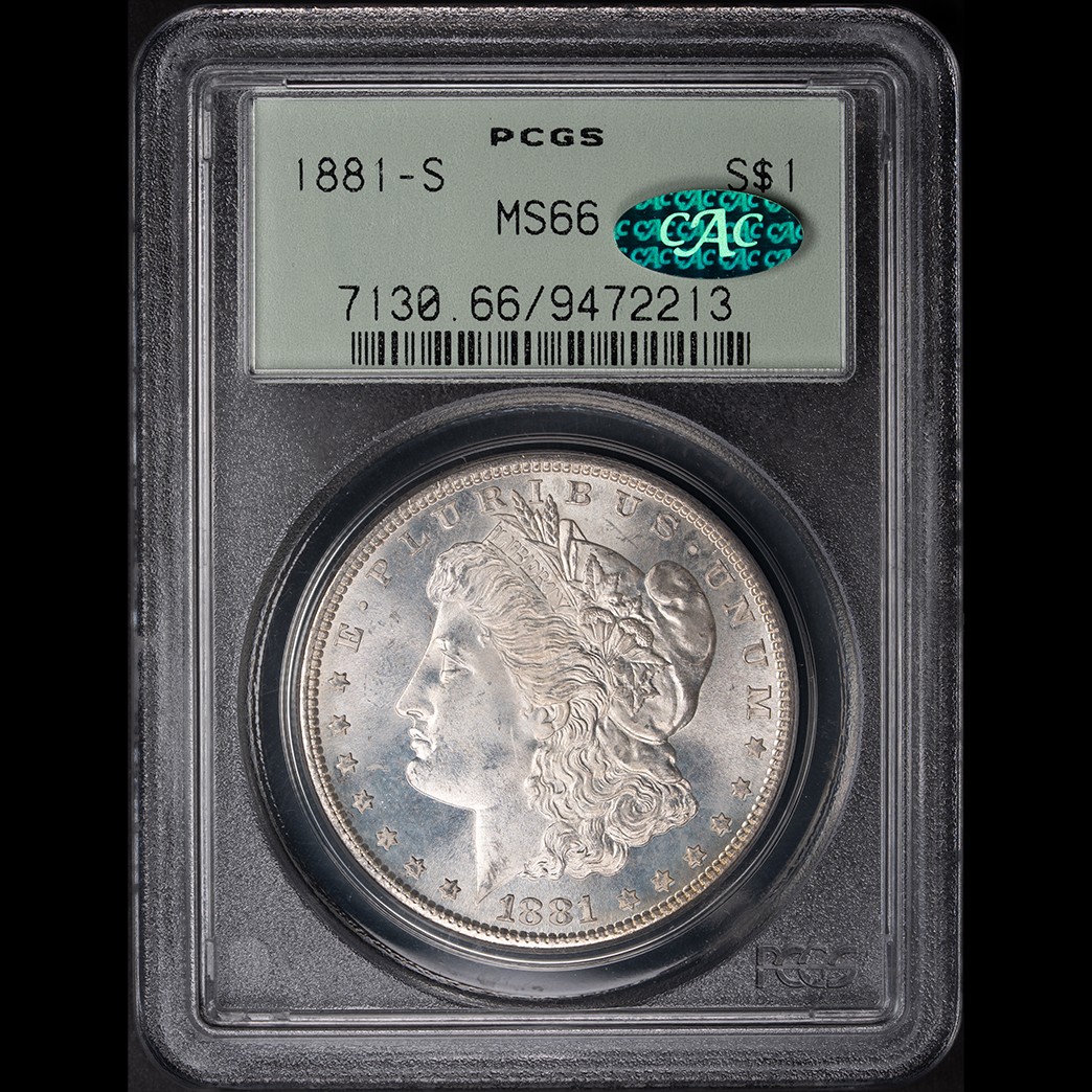 1881-S $1 Morgan Silver Dollar PCGS MS66 CAC OGH obverse