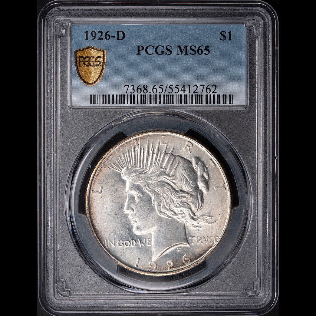 1926-D $1 Peace Dollar PCGS MS65 in holder, view 1