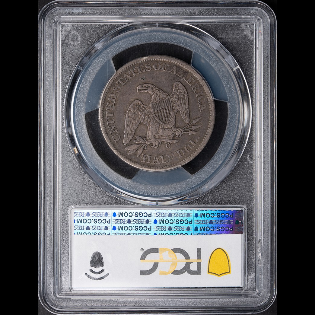 1861-O 50C Seated Half PCGS VF30 CSA Obv. W-11 in holder, view 2