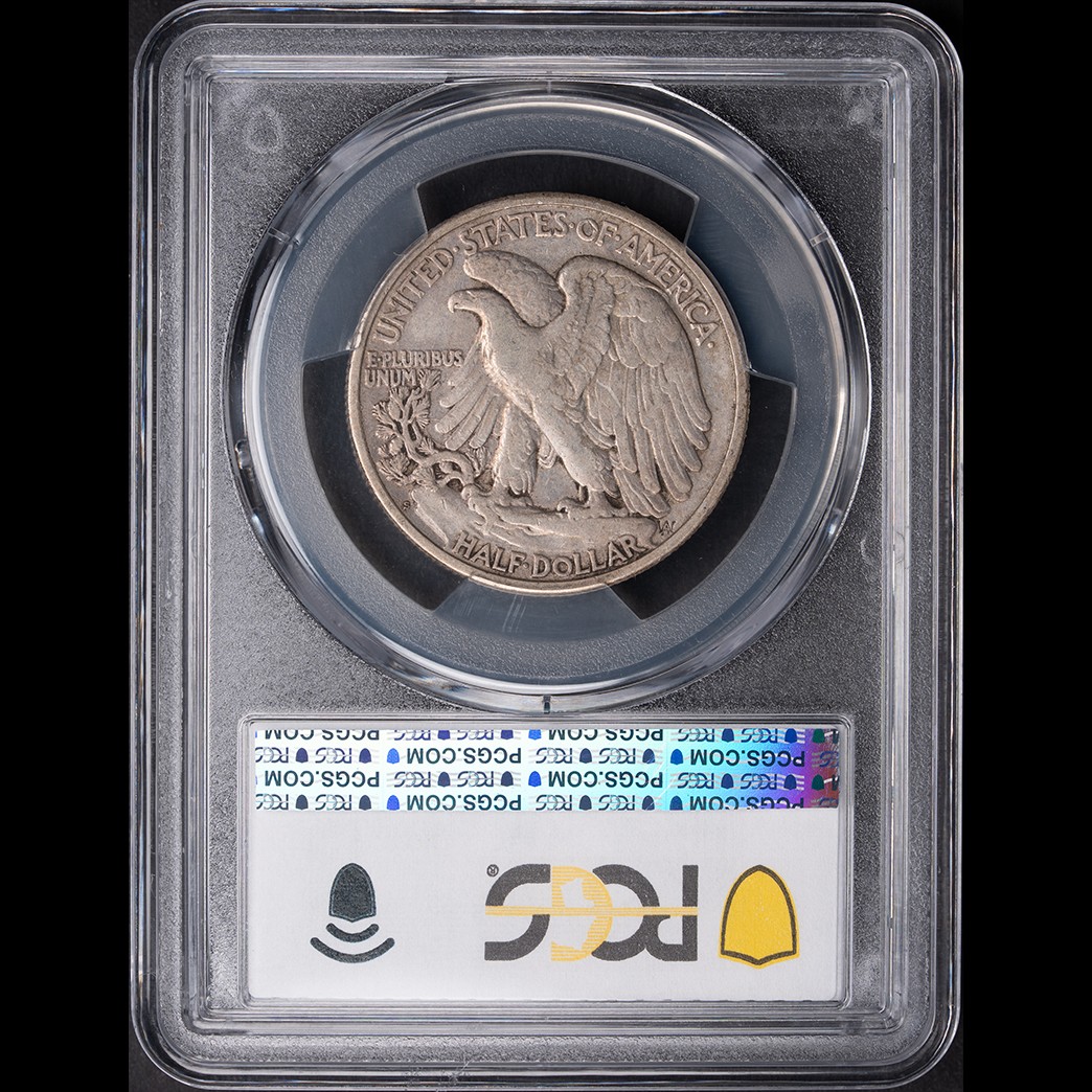 1923-S 50C Walking Liberty Half Dollar PCGS VF35 CAC in holder, view 2
