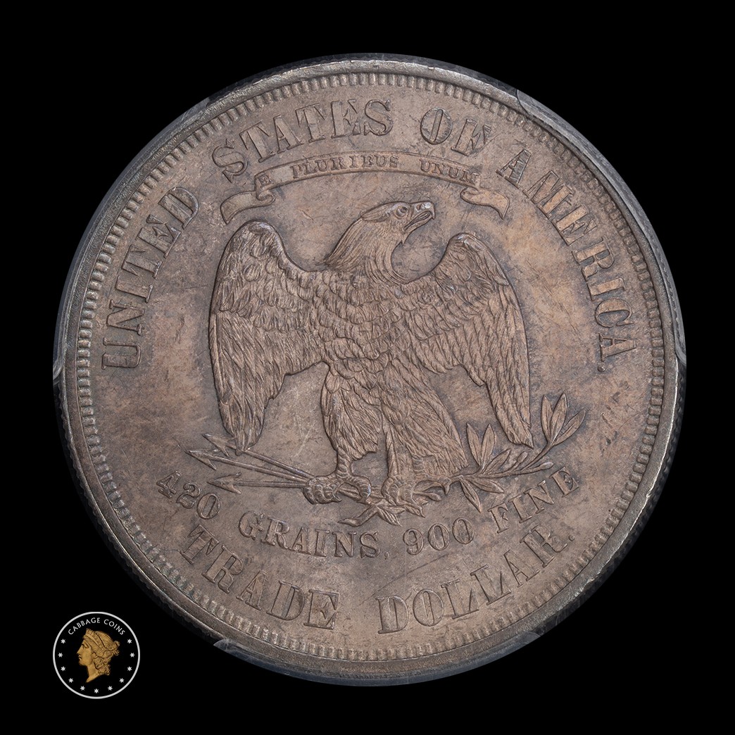 1876 T$1 US Trade Dollar PCGS MS65 ex: DL Hansen in holder, view 2