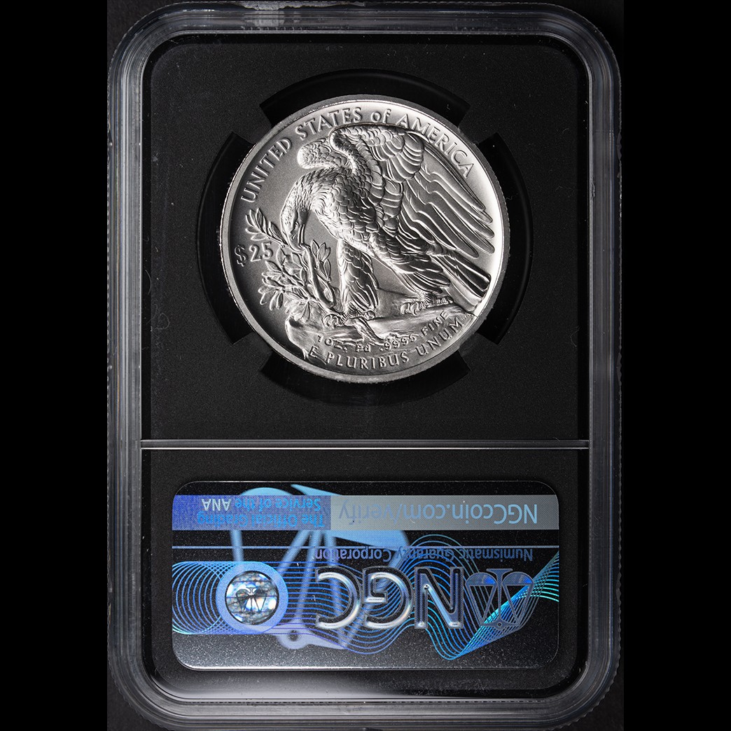 2020-W Burnished Palladium Eagle Pd$25 High Relief NGC MS70 in holder, view 2