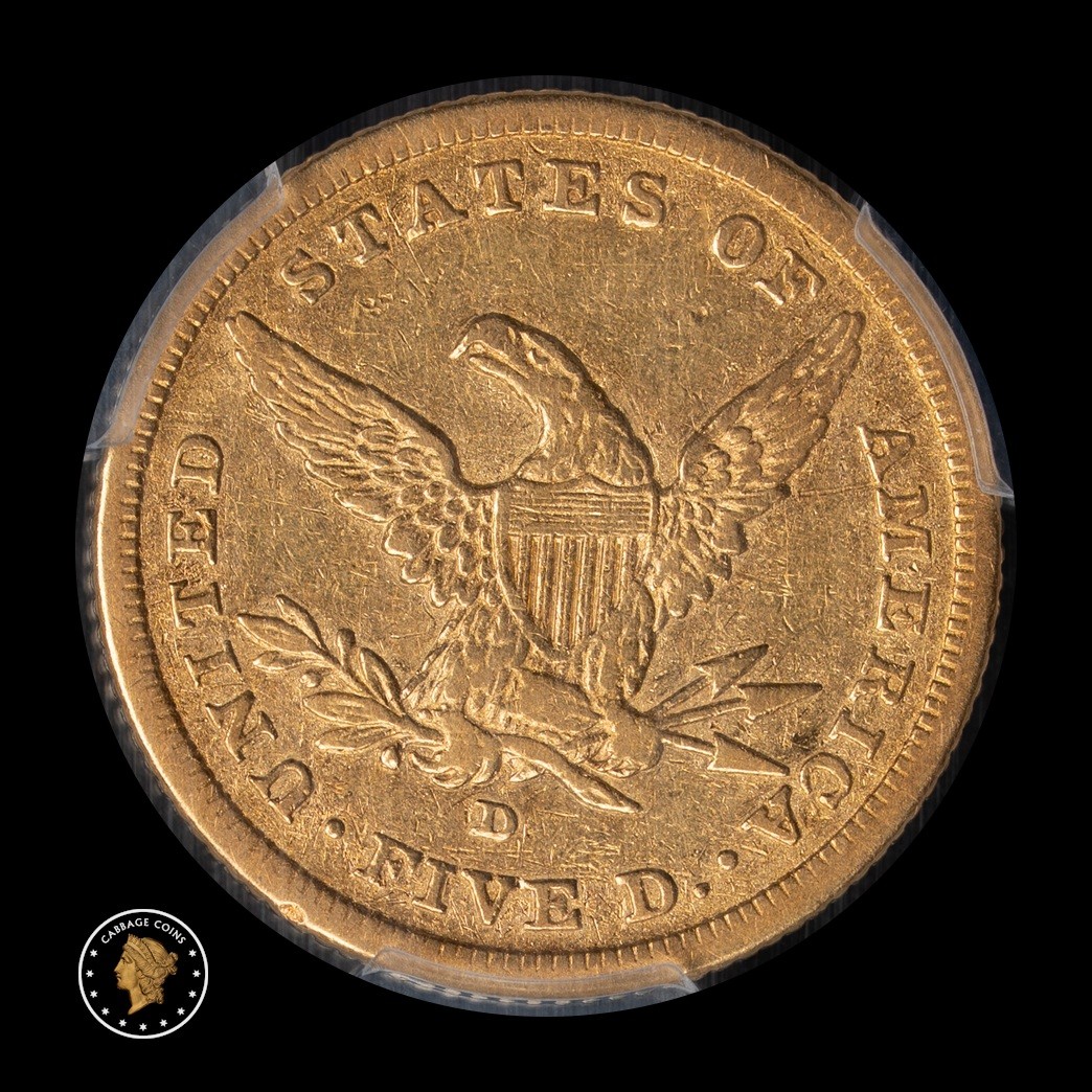 1842-D $5 Liberty Head Half Eagle Small Date PCGS XF40 reverse