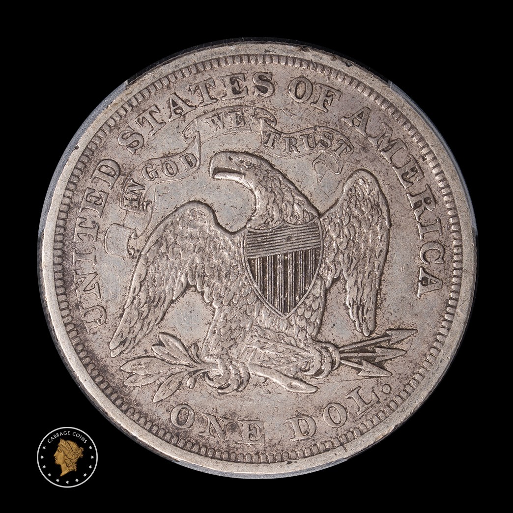 1872 $1 Seated Liberty Dollar PCGS XF45 reverse