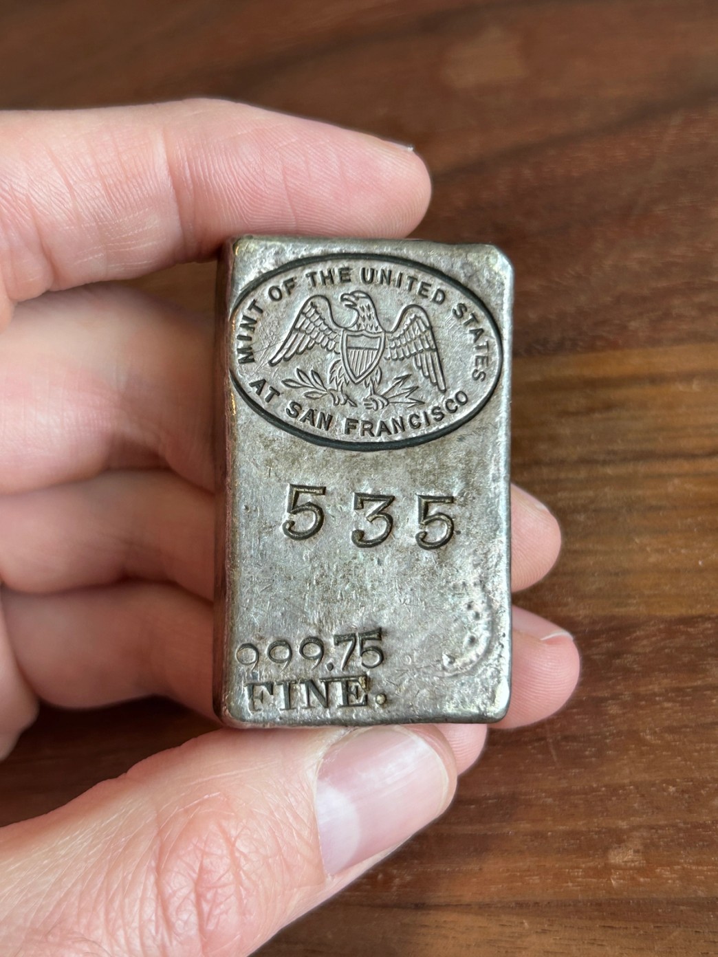 9.99 ozs Mint of the United States at San Francisco (Type 2) 999.75 Fine #535 in holder, view 1