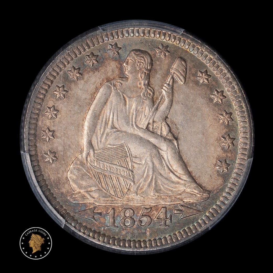 1854 25C Liberty Seated Quarter PCGS MS63 (arrows) obverse