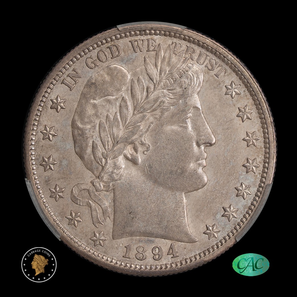 1894-S 50C Barber Half Dollar CAC AU58 Rev Dr McClure obverse