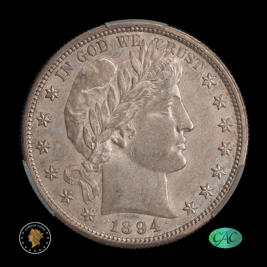 1894-S 50C Barber Half Dollar CAC AU58 Rev Dr McClure obverse