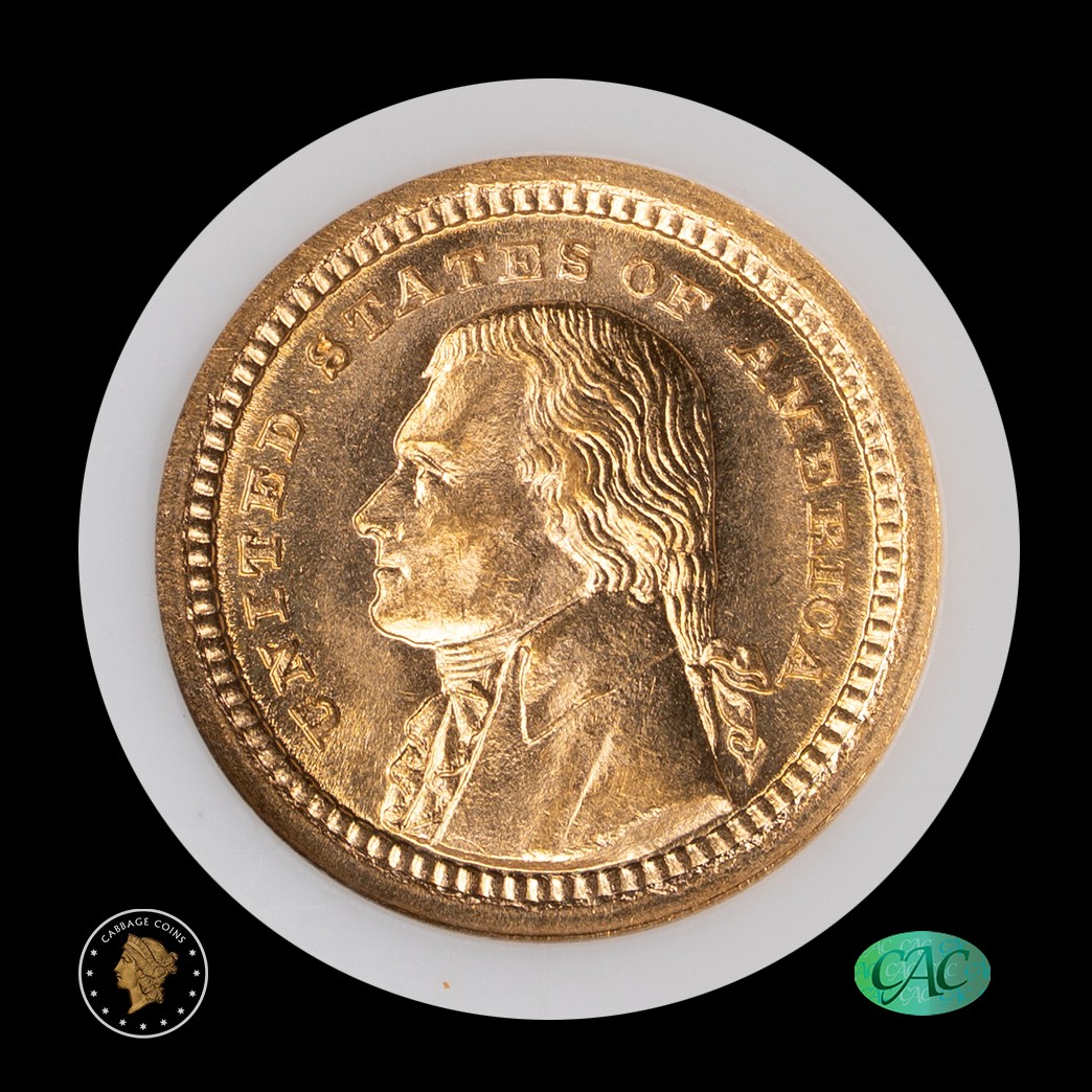 1903 G$1 LA Purchase Jefferson Commem NGC MS64 CAC in holder, view 1