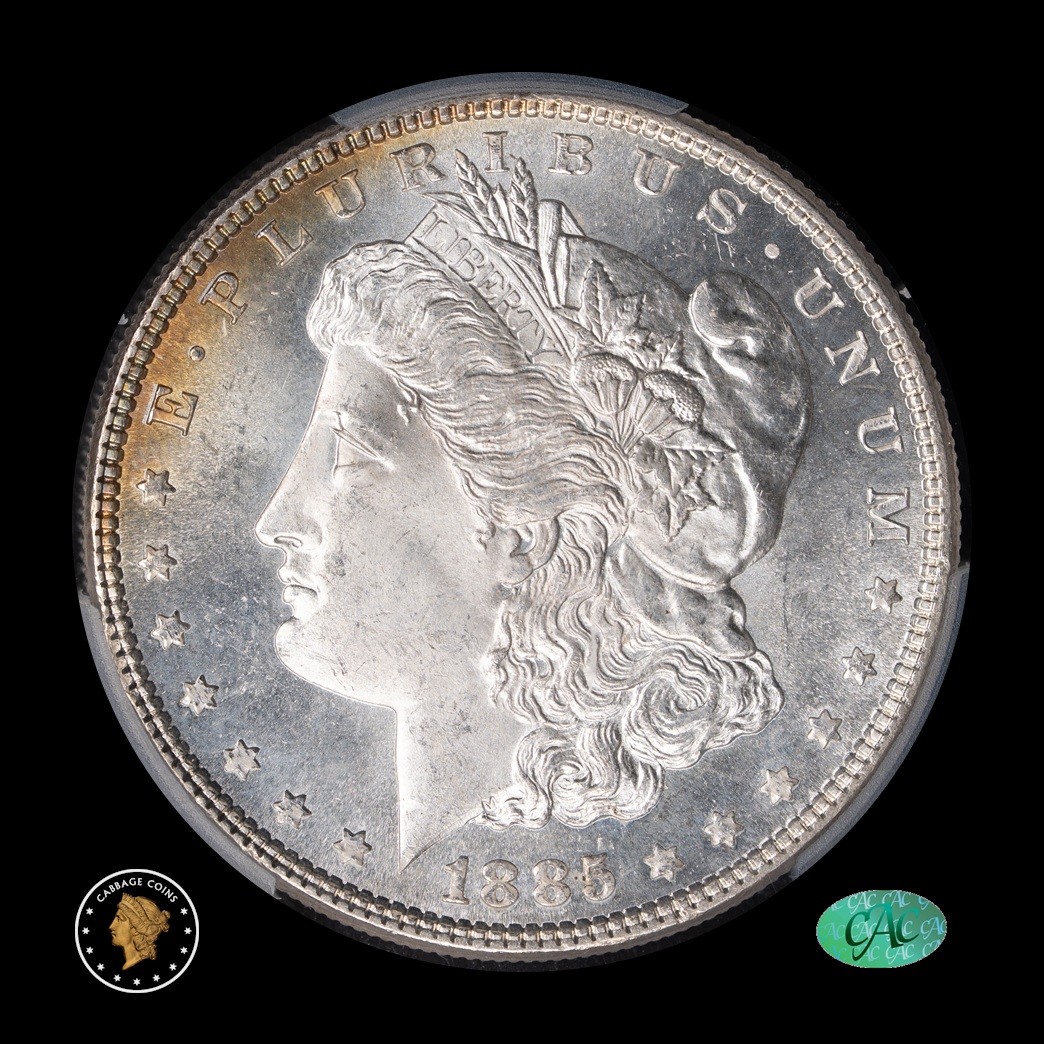 1885 $1 Morgan Silver Dollar PCGS MS65PL CAC obverse