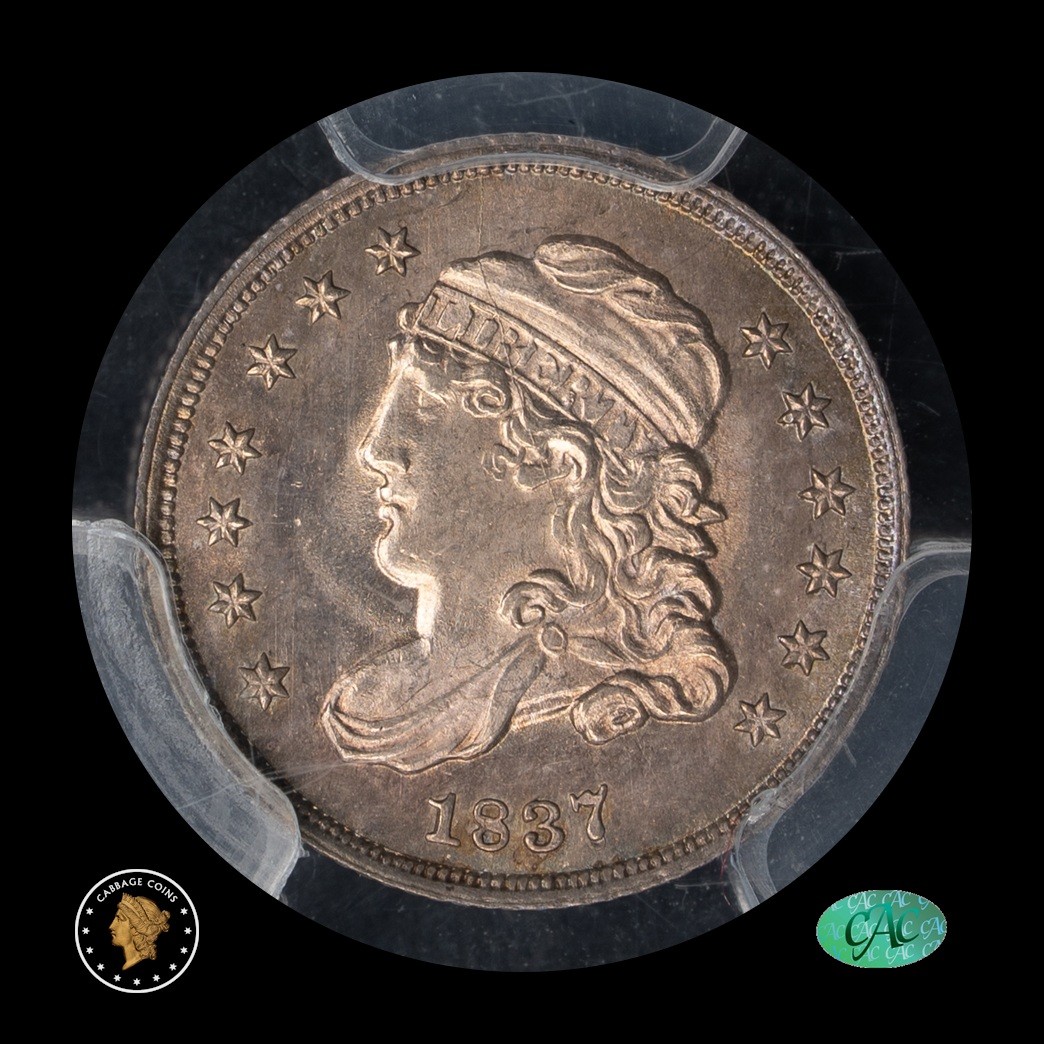 1837 H10C Capped Bust Half Dime PCGS MS65 CAC Large 5C DL Hansen obverse