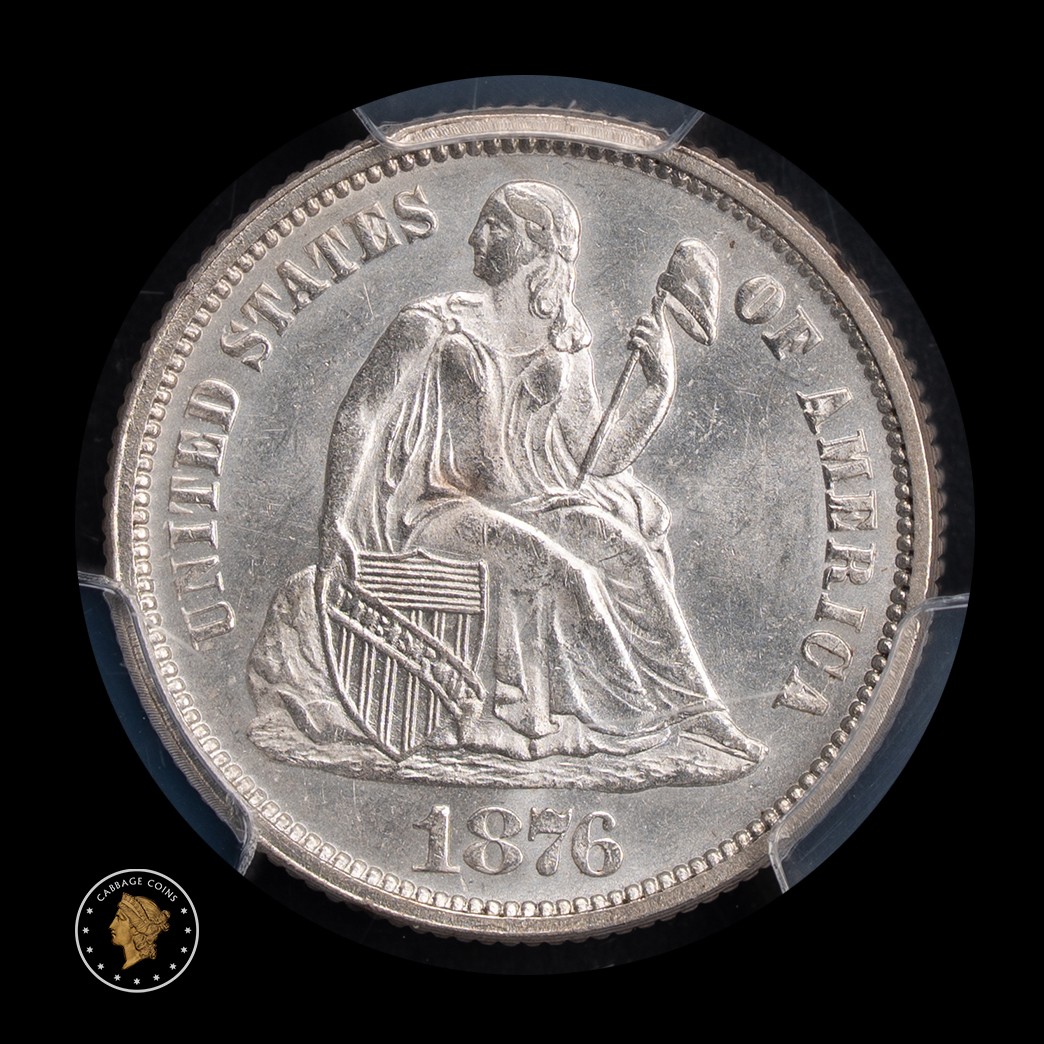 1876 10C Liberty Seated Dime PCGS MS64 obverse