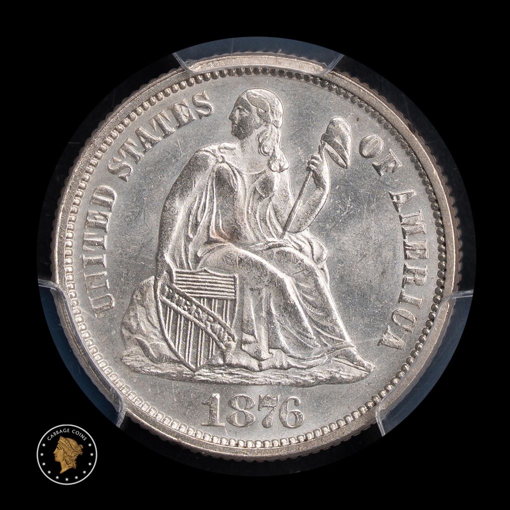 1876 10C Liberty Seated Dime PCGS MS64 obverse