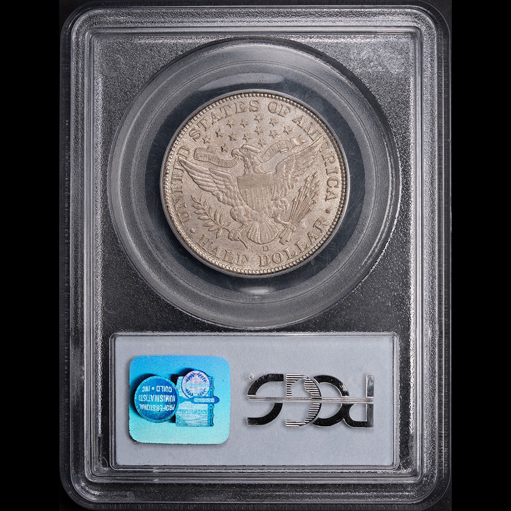1911-D 50C Barber Half Dollar PCGS MS63 CAC in holder, view 2