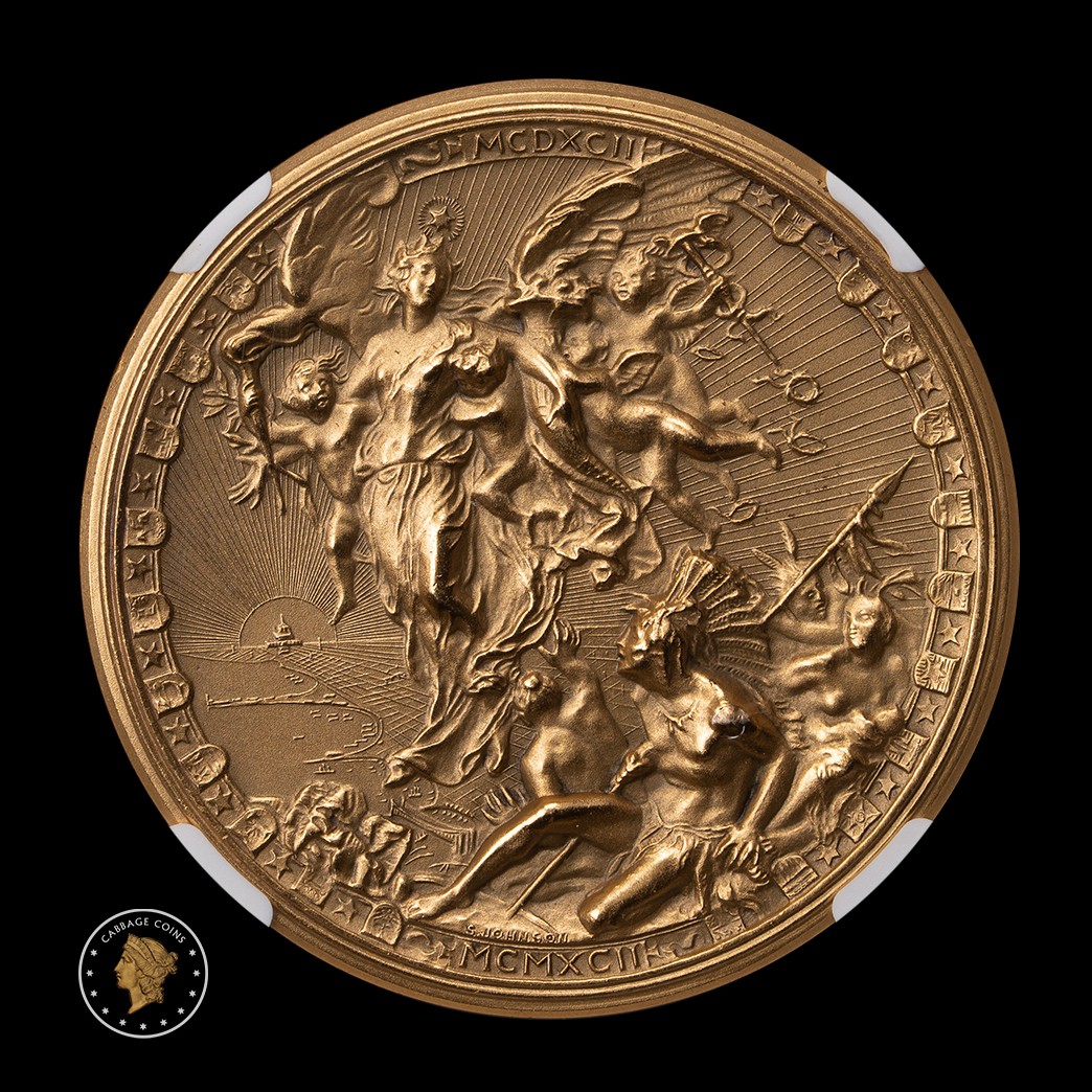 1992 Italy Bronze Columbus 500th Anniversary NGC MS67 reverse