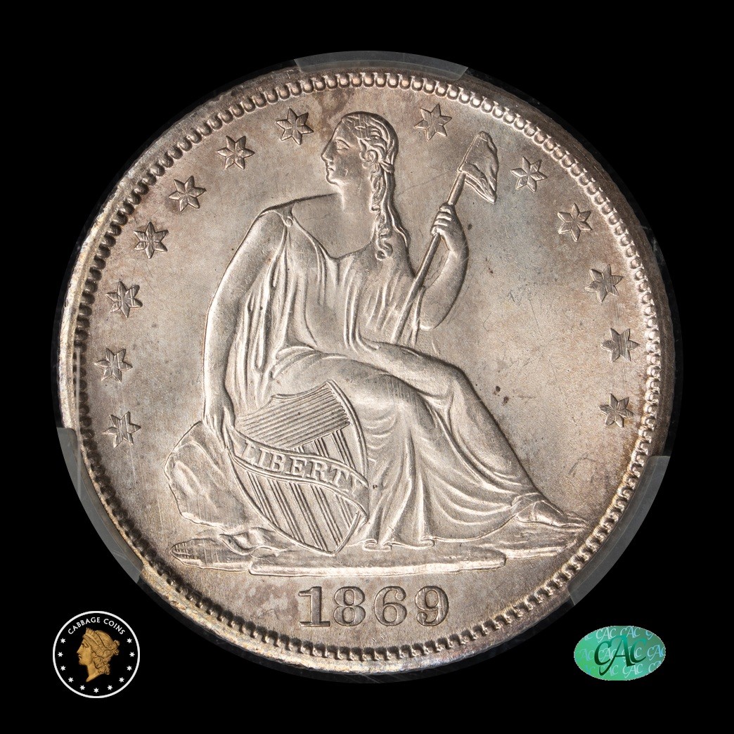 1869-S 50C Liberty Seated Half Dollar CACG MS65 obverse