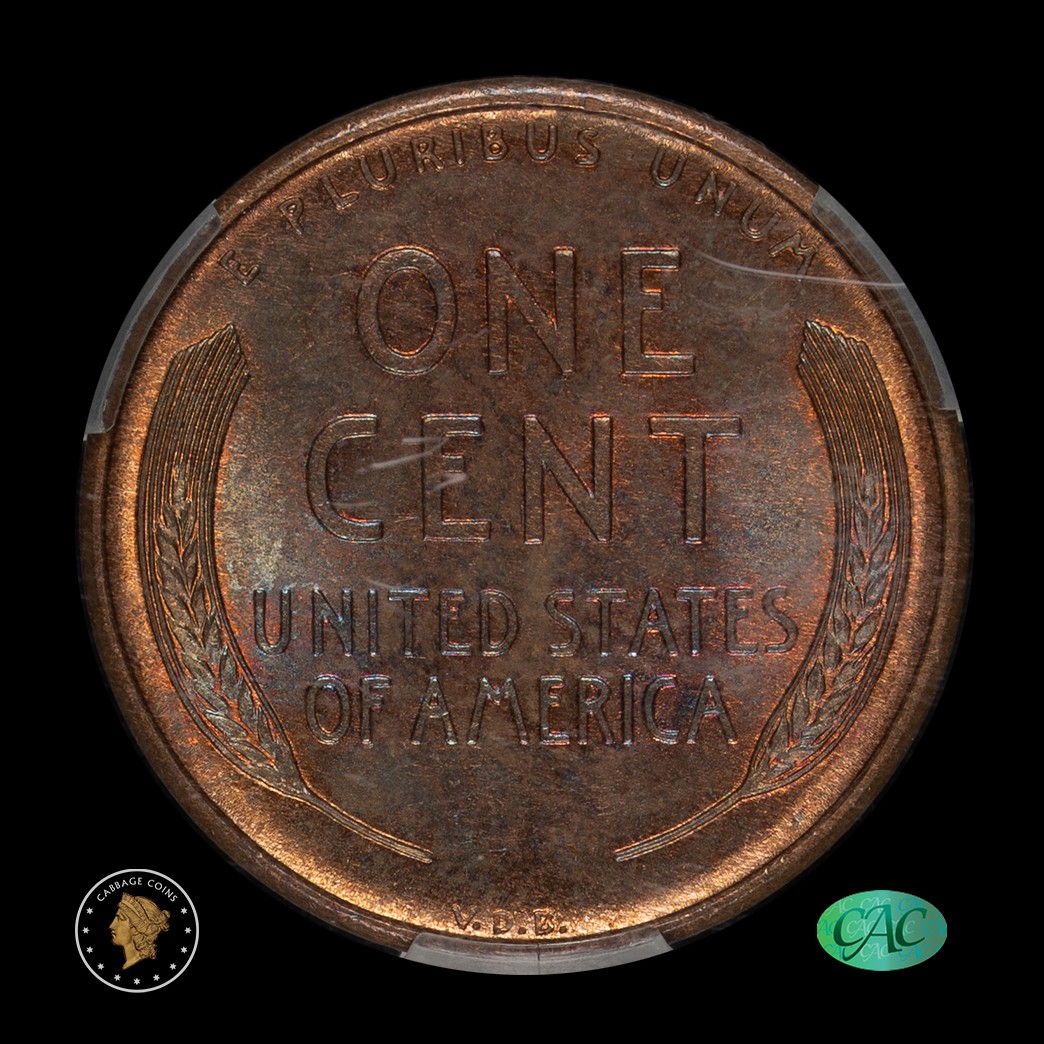 1909-S VDB 1C Lincoln Cent CAC MS64BN in holder, view 4