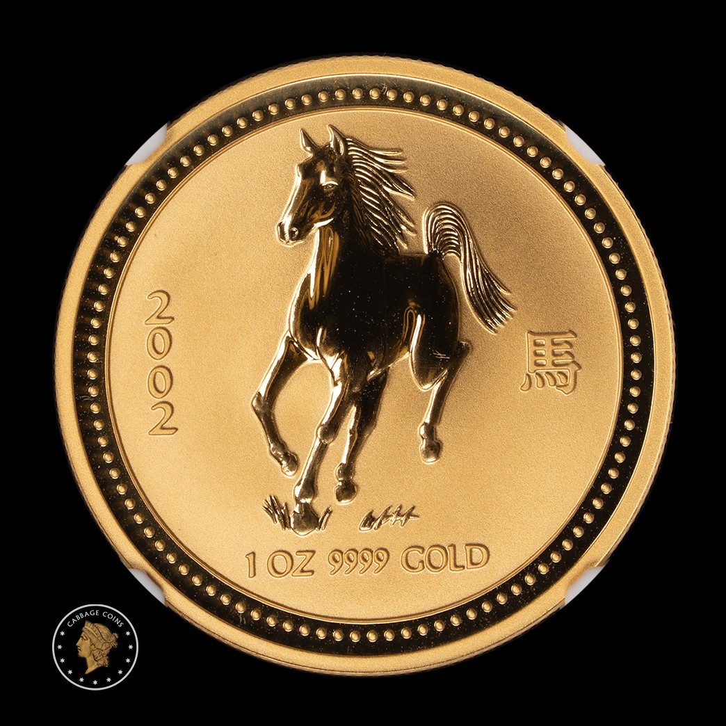 2002 Australia Gold Lunar "Year of the Horse" 1oz NGC MS69 obverse