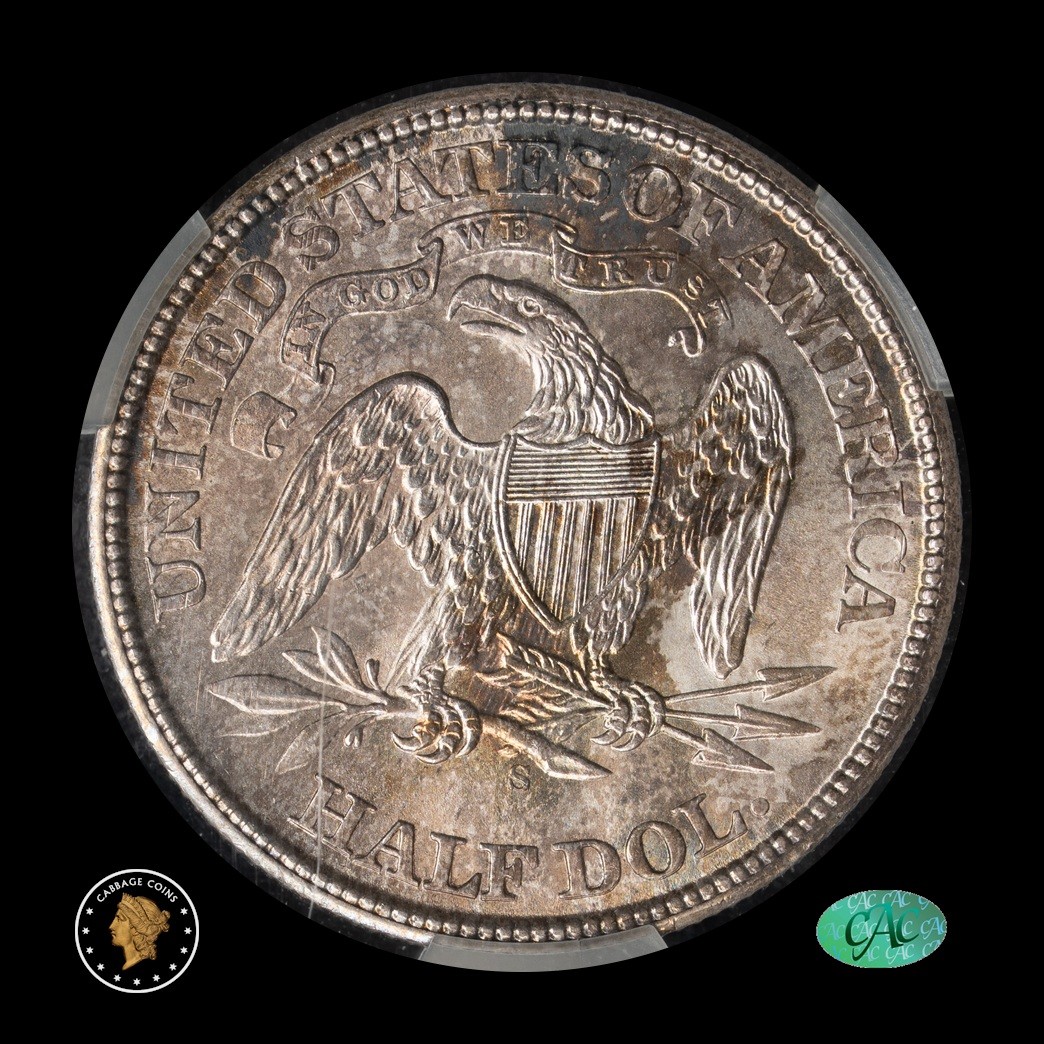 1869-S 50C Liberty Seated Half Dollar CACG MS65 reverse