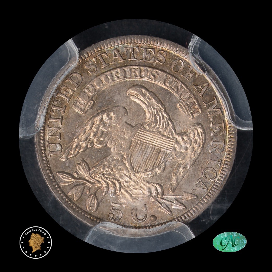 1837 H10C Capped Bust Half Dime PCGS MS65 CAC Large 5C DL Hansen reverse