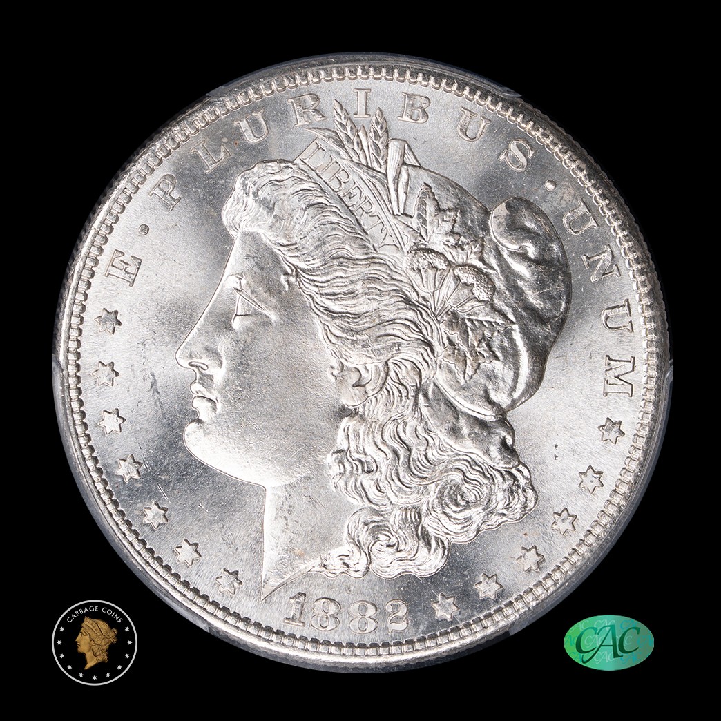 1882-S $1 Morgan Silver Dollar PCGS MS66 CAC in holder, view 1