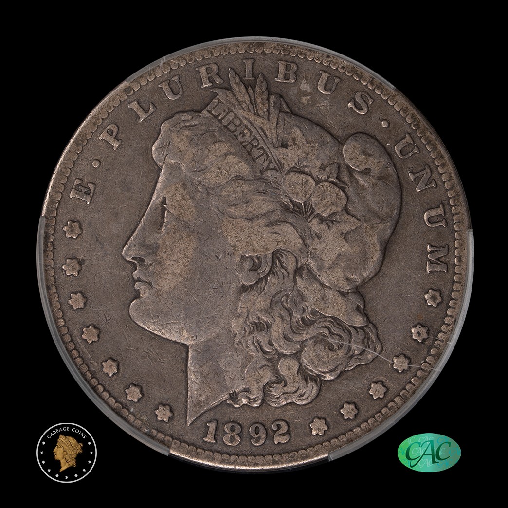 1892-CC $1 Morgan Silver Dollar CACG VG08 obverse