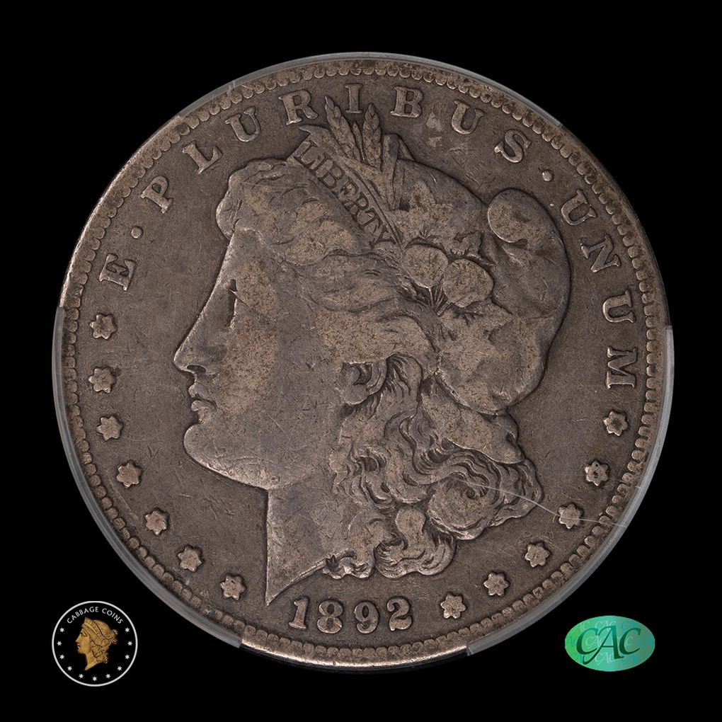 1892-CC $1 Morgan Silver Dollar CACG VG08 obverse