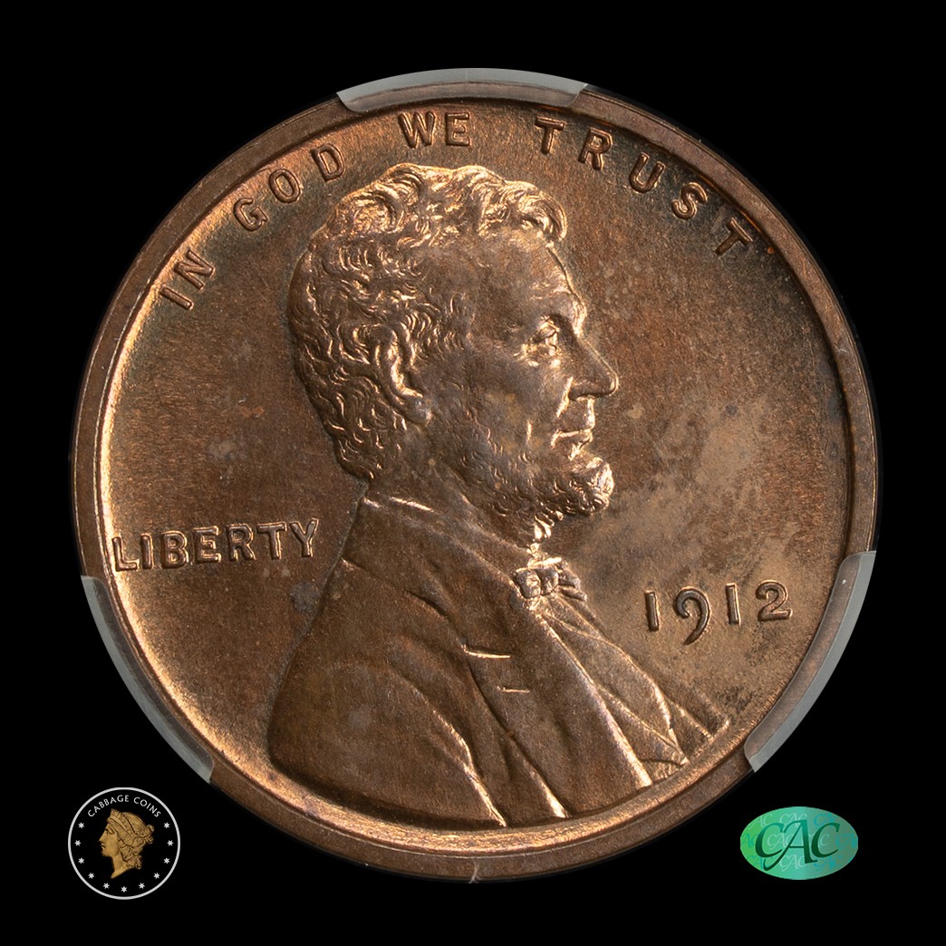 1912 1C Lincoln Cent Matte Finish Proof CAC PR64RB Witterbrick (JD) obverse