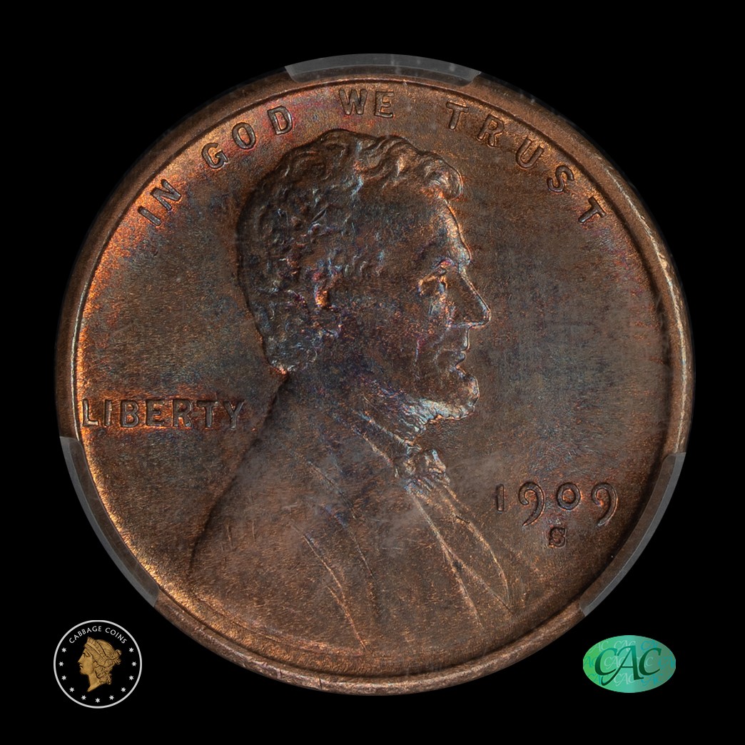 1909-S VDB 1C Lincoln Cent CAC MS64BN obverse