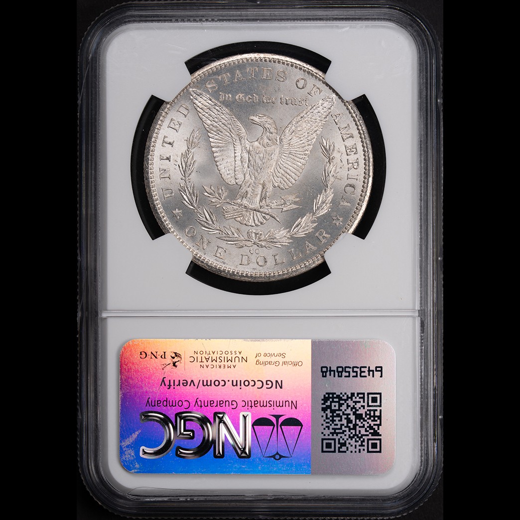 1882-CC $1 Morgan Silver Dollar NGC MS65 in holder, view 2