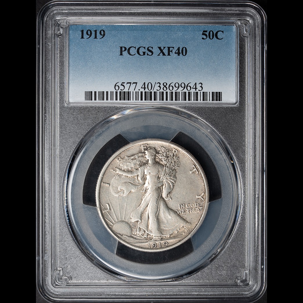 1919 50C Walking Liberty Half Dollar PCGS XF40 in holder, view 1