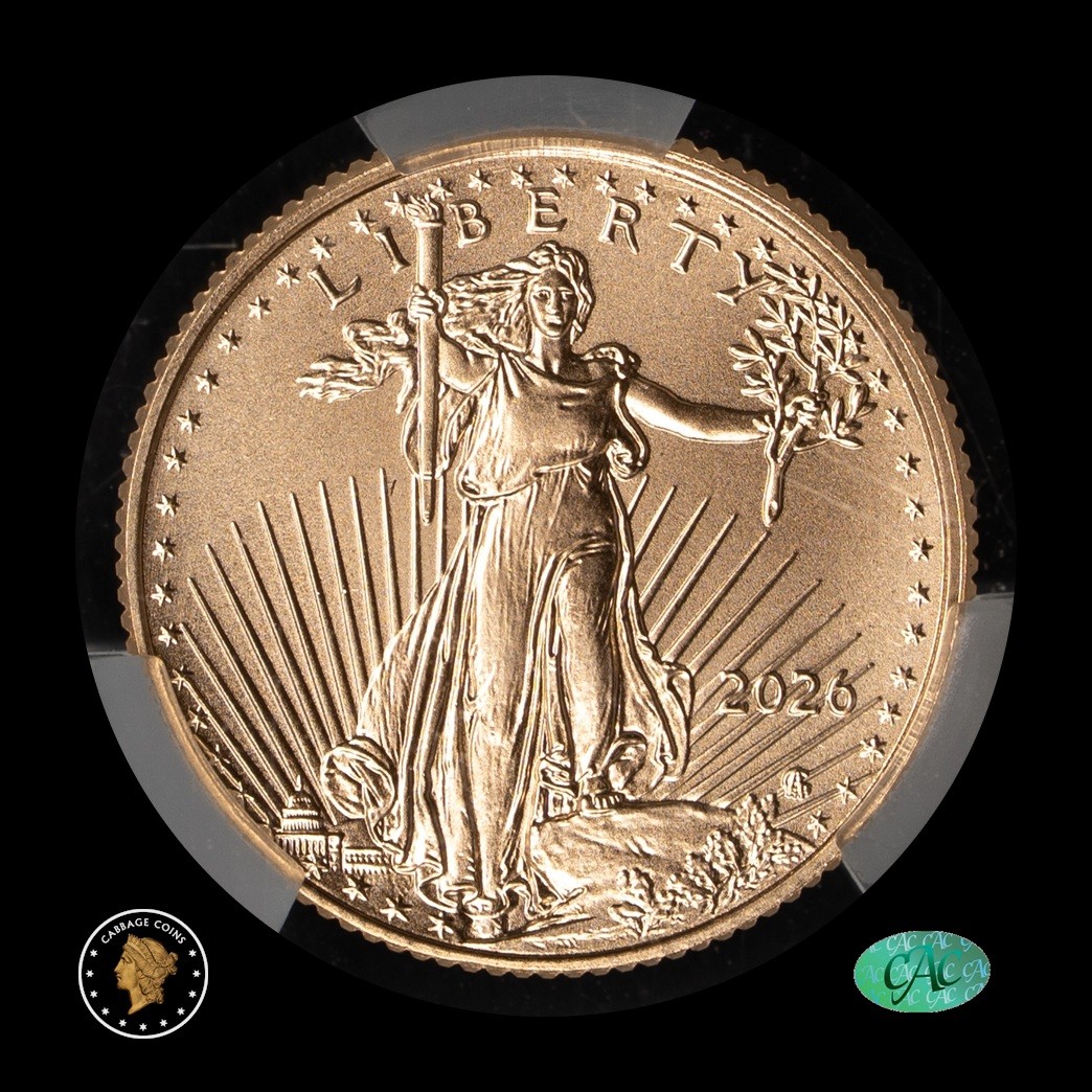 2026 G$5 1/10oz American Gold Eagle CAC MS70 obverse