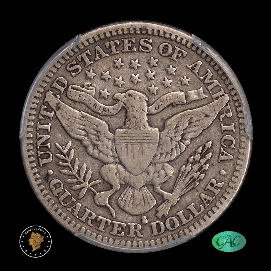1914-S 25C Barber Quarter Dollar PCGS VF20 CAC reverse