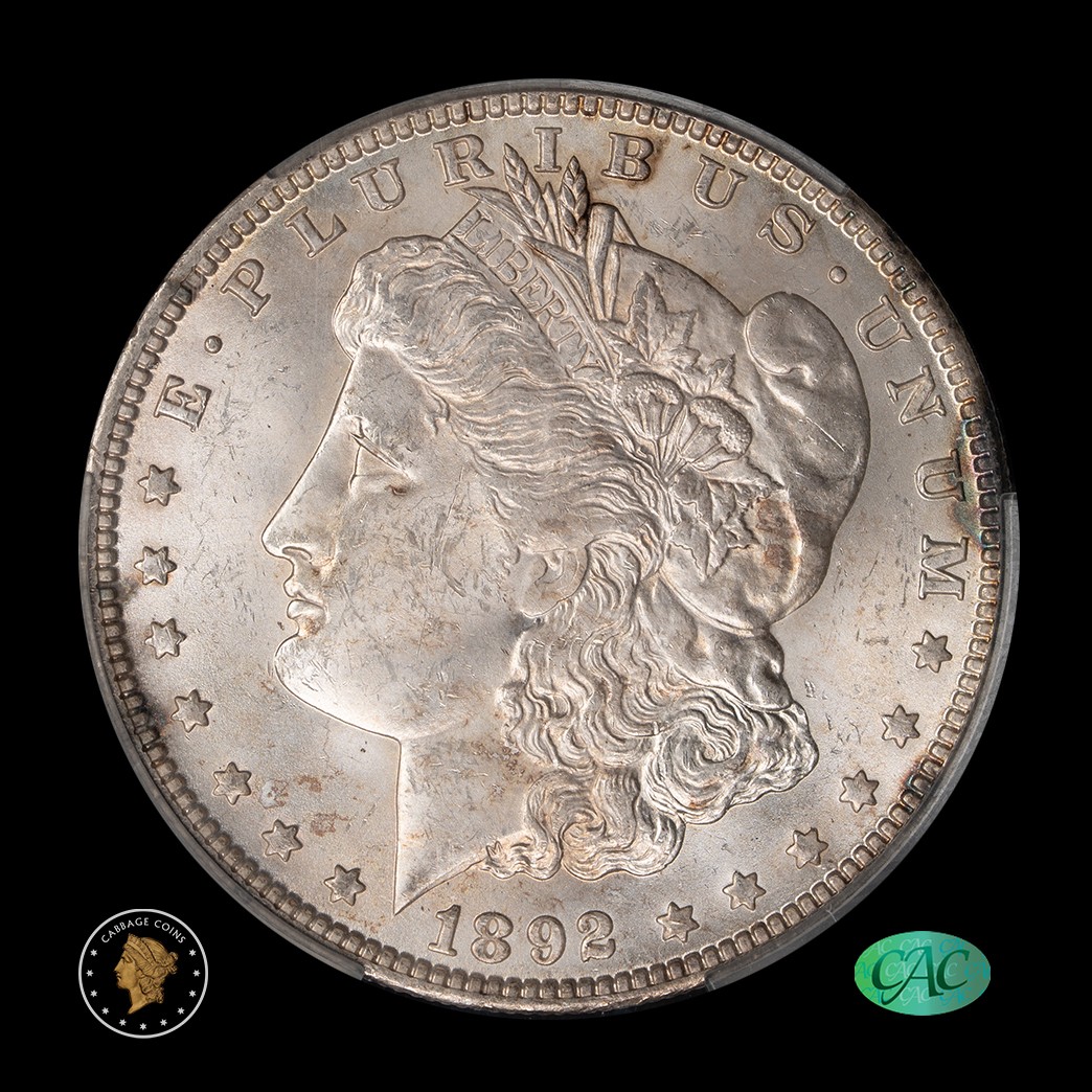 1892-O $1 Morgan Silver Dollar CAC MS62 obverse