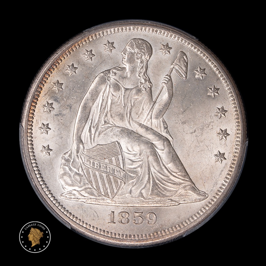 1859-O $1 Liberty Seated Dollar PCGS MS63 obverse