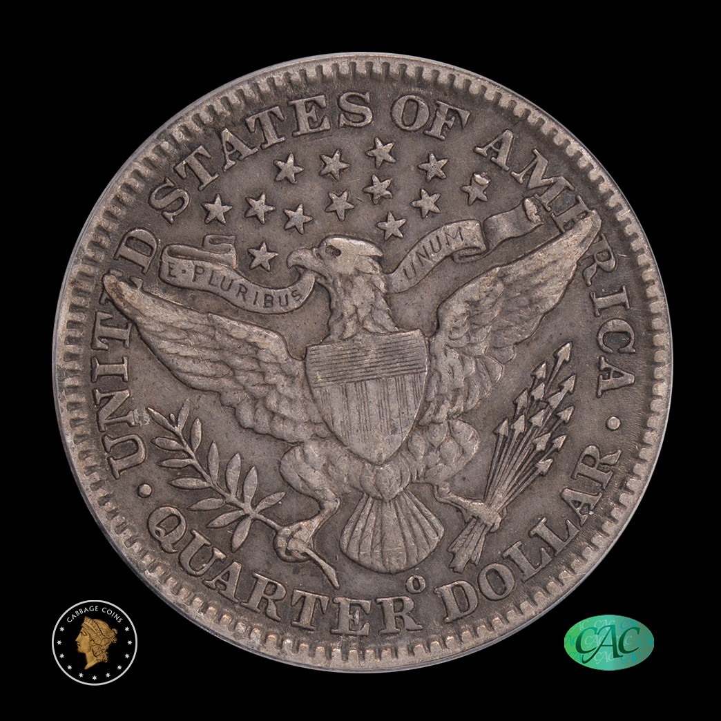 1901-O 25C Barber Quarter Dollar PCGS XF40 CAC reverse