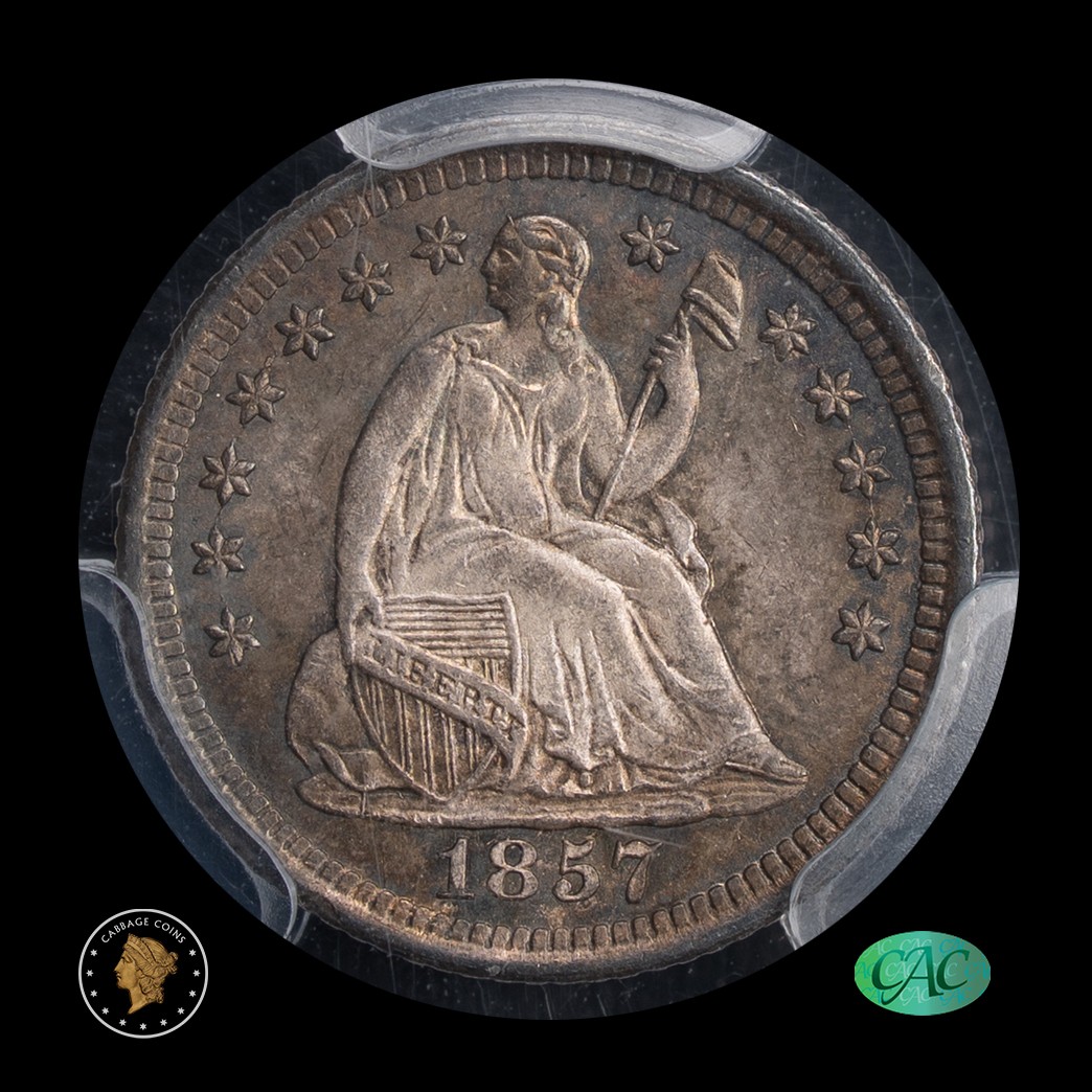 1857-O H10C Liberty Seated Half Dime PCGS MS64 CAC obverse