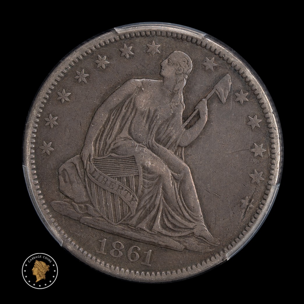 1861-O 50C Seated Half PCGS VF30 CSA Obv. W-11 obverse